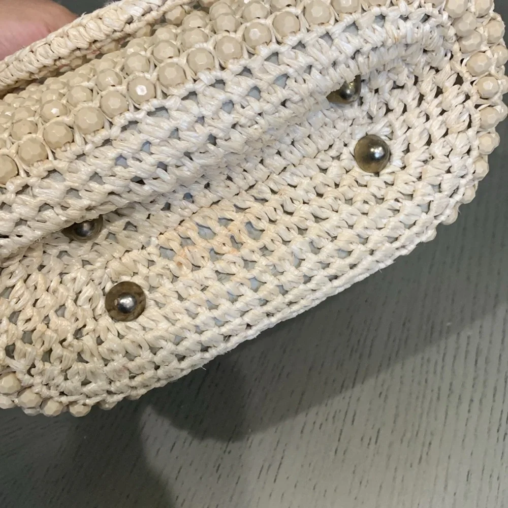 Vintage LEFCORT Elegant Cream Beaded Handbag - Picture 8 of 16